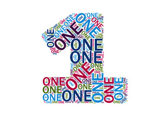 word cloud concept with the number 1