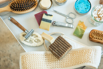 Sortiment nachhaltiger und umweltbewußter Produkte für  Bedzimmer und  Körperpflege
