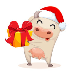Cute cow cartoon character. Chinese New Year