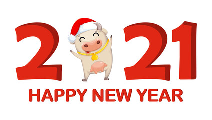 Cute cow cartoon character. Chinese New Year