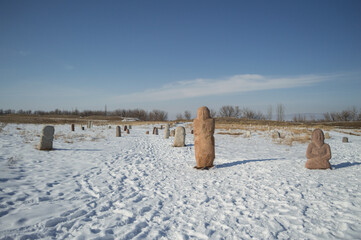 Stone Sculptures at Burana Tower near Tokmok, Kyrgyzstan