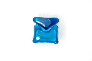 Blue washing pod isolated on white background