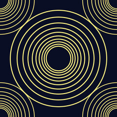 Art Deco seamless vintage wallpaper pattern in gold with dark blue background. Geometric decorative background