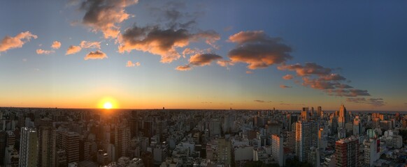 panoramic view of sunset at Buenos Aires city, Argentina