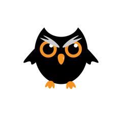 Black owl. Character owl logo