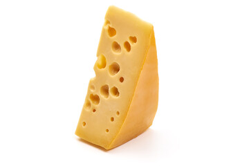 Maasdam cheese, isolated on white background