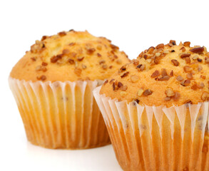 tasty muffin cake, isolated on white
