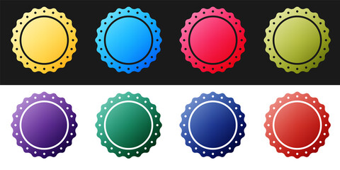 Set Quality emblem icon isolated on black and white background. Vector.