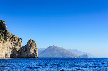 Naklejka premium Magnificent landscapes of the island of Capri from the sea.
