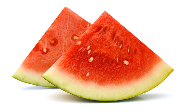 Sliced seedless watermelon isolated on white