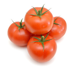 red ripe tomatoes isolated on white background