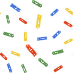 Color Battery icon isolated seamless pattern on white background. Lightning bolt symbol. Vector.
