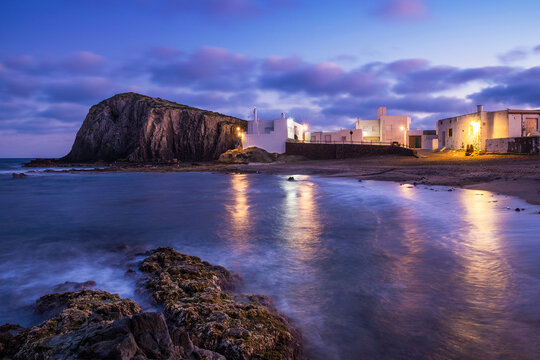 Beach by La Isleta del Moro village, Cabo de Gata, Almeria, Andalusia, Spain