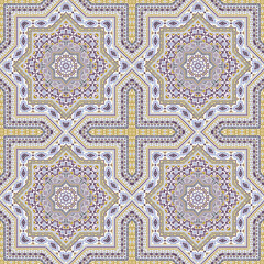 Cute moroccan zellige tile seamless pattern. Ethnic geometric vector motif. Plaid print design. Stylish moroccan zellige tilework perpetual pattern. Floor decor graphic design.