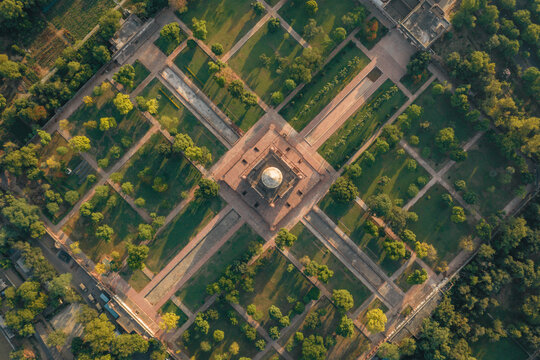 Aerial view of empty Safdarjung Tomb due to coronavirus pandemic in Delhi, India