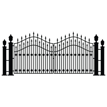 fence silhouette stylish metal wrought gate 