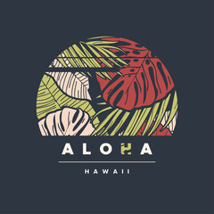 Aloha Hawaii. Colorful tropical vector t-shirt design, poster, print, label