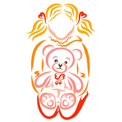 girl sitting on her lap and holding a teddy bear