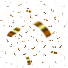 Falling gold confetti isolated