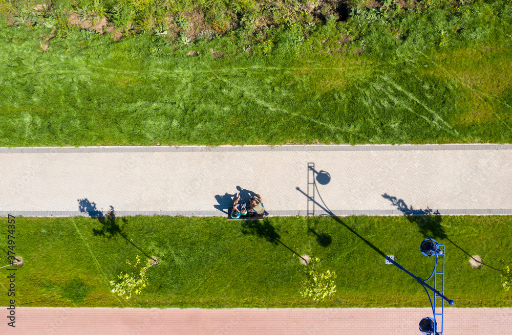 Wall mural sidewalk and bike path, top view