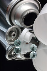 Aerosol can showing component parts