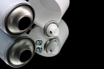 Aerosol can showing component parts