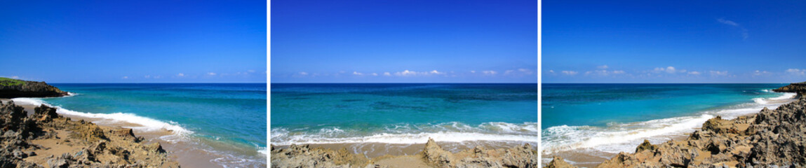 Caribbean seashore with rocks near Atlantic ocean, Dominican Republic