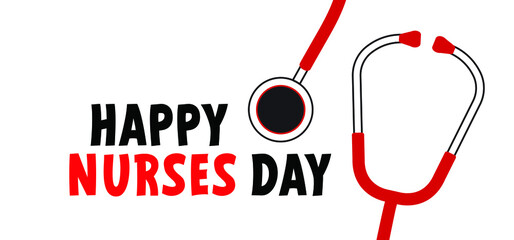 Thank you nurses. Slogan happy nurse day with stethoscope sign on 12 may. Medical health care. Thank you nurses sign Fun vector quote. Hand drawn word for possitive inspiration and motivation quotes.