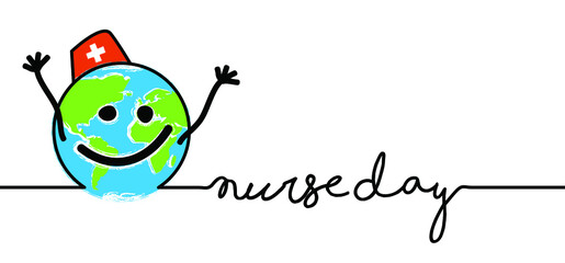 Thank you nurses. Slogan happy nurse day with stethoscope sign on 12 may. Medical health care. Thank you nurses sign Fun vector quote. Hand drawn word for possitive inspiration and motivation quotes.