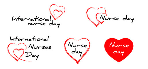 Thank you nurses. Slogan happy nurse day with stethoscope sign on 12 may. Medical health care. Thank you nurses sign Fun vector quote. Hand drawn word for possitive inspiration and motivation quotes.