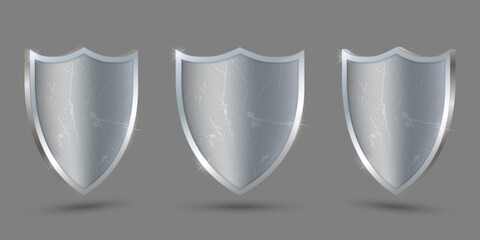 Metal shield on transparent background, protect icon.