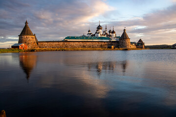 ancient stone fortress on the north island at sunrise