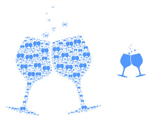 Vector alcohol glasses cheers collage is done of random recursive alcohol glasses cheers parts. Recursive composition from alcohol glasses cheers.