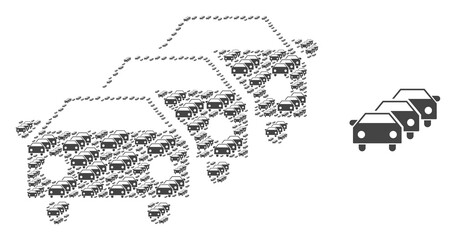 Vector car traffic jam composition is composed with repeating recursive car traffic jam parts. Recursive composition for car traffic jam.