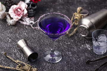 Obraz na płótnie Canvas Halloween purple lavender Margarita cocktail