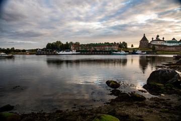 ancient stone fortress on the north island at sunrise