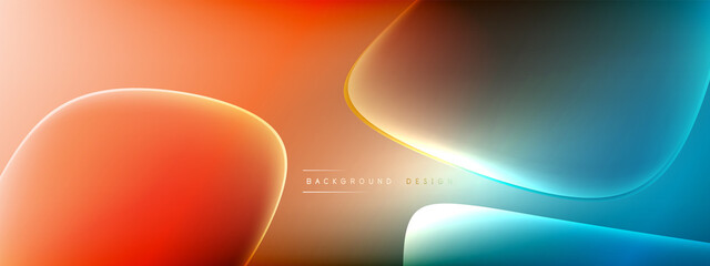 Vector abstract background - liquid bubble shapes on fluid gradient with shadows and light effects. Shiny design template for text