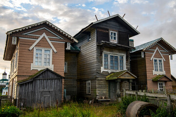 landscape of the north island at dawn against the background of ancient houses