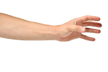 Men Hand Grasps on a White Background Isolated