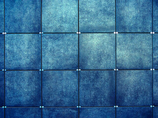 Wall  made of bluе square tiles