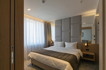 Interior of a luxury hotel bedroom