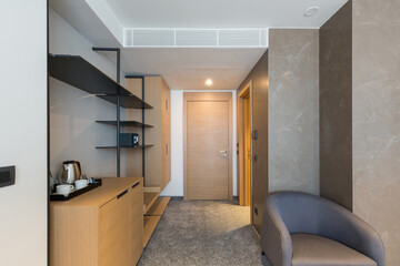 Hotel room interior, entrance area