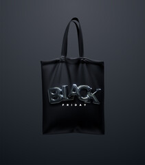 Black tote bag with Black Friday sign