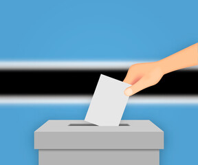 Botswana election banner background. Ballot Box with blurred fla Template for your design