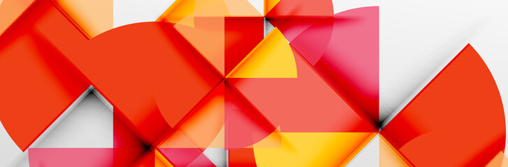 Fototapeta premium Bright color circles, abstract round shapes and triangles composition with shadow effects. Vector modern geometric design template