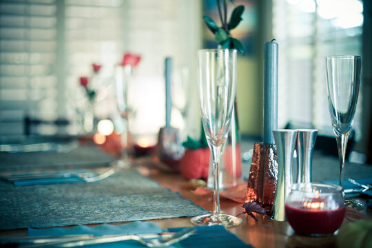 Holiday Table With Champange Glasses