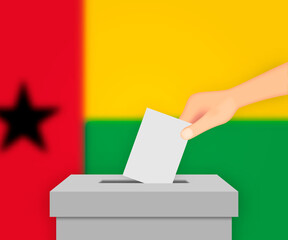 Guinea-Bissau election banner background. Ballot Box with blurre Template for your design