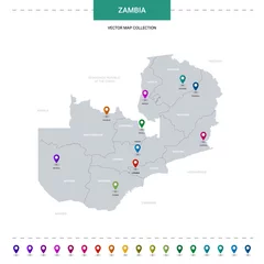 Foto op Aluminium Zambia map with location pointer marks. Infographic vector template, isolated on white background. © Анна Тощева