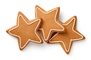 Three Gingerbread Stars Isolated On White Background