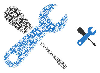 Vector service tools mosaic is organized with repeating recursive service tools parts. Recursive combination from service tools.